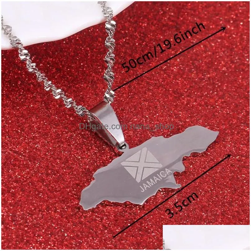 Pendant Necklaces Stainless Steel Sier Color Jamaica Map Fashion Women Charm Jewelry Drop Delivery Dhao0