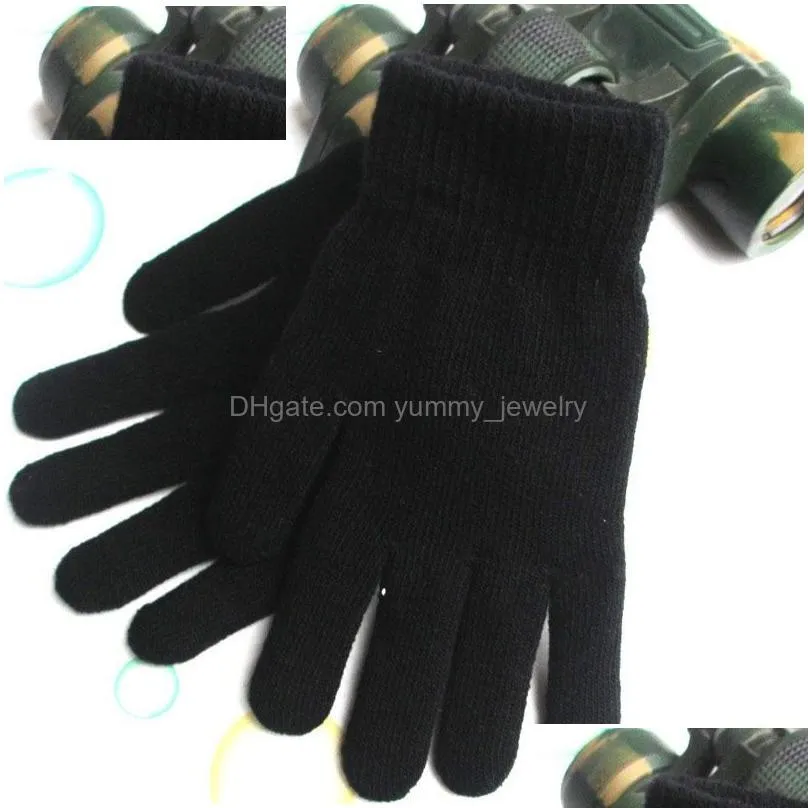 Fingerless Gloves Wholesale Winter Warm Gloves Thickened Plus Veet Elastic Knitted Five Finger Magic Mittens Drop Delivery Fashion Acc Dhhso