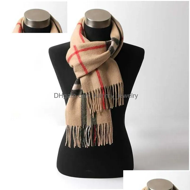 Scarves Longming New % Merino Wool Knitted Shawl Scarf Fashion Women Autumn Office Soft Warm Muffler Winter Classical Neckerchief Man Dhiwo