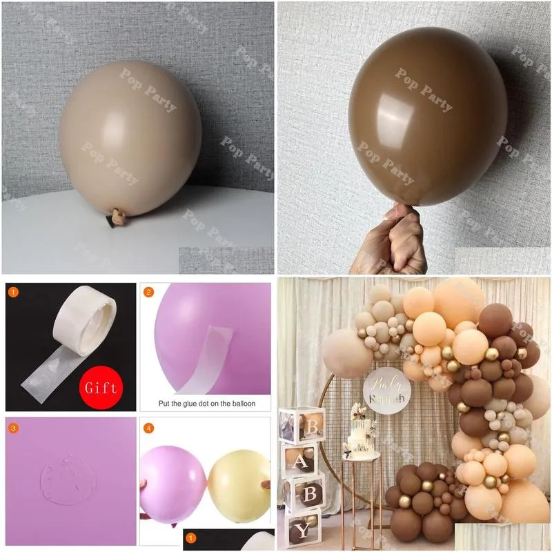 Party Decoration Baby Shower Balloons Garland Coffee Brown Balloon Arch Kit Wedding Birthday Decorations B Anniversary Party Decor Sup Dhdez