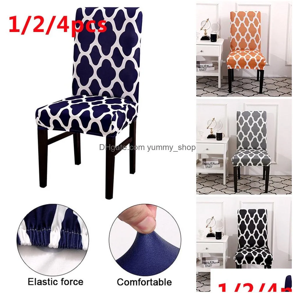 1/2/4pcs chair cover spandex stretch elastic slipcovers printed seat chair covers for dining room kitchen wedding banquet el