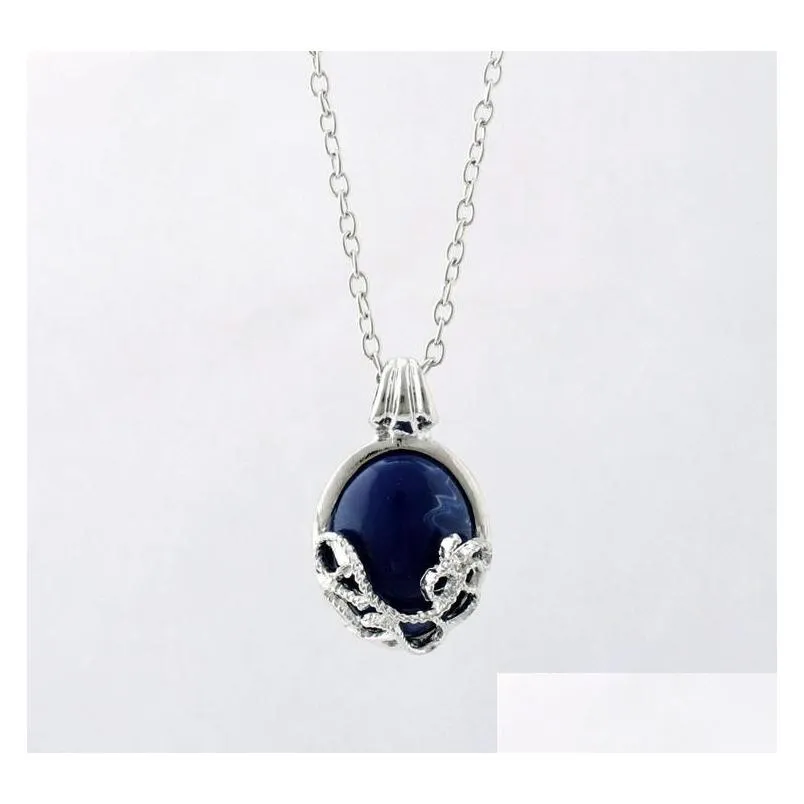 Pendant Necklaces Crystal Necklaces The Vampire Diaries Katherine Anti-Sunlight Lapis Lazi Vintage Chain Necklace Drop Delivery Jewelr Dh7Tm