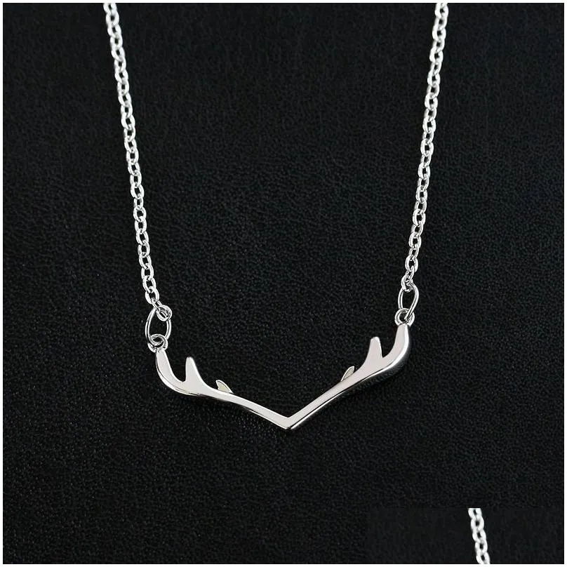 Pendant Necklaces Ladies Simple Sweet Necklace Pure Small Antlers Christmas Clavicle Drop Delivery Jewelry Necklaces Pendants Dhxbl