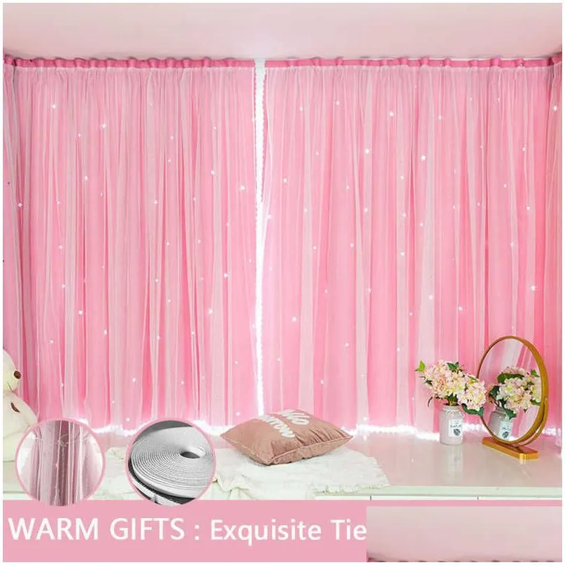 Curtain Mcao Punch Blackout Window Homeroom Living Room Star Decoration Accessories Shading Blind Drapes Tj1620 210903 Drop Delivery H Dhf2R