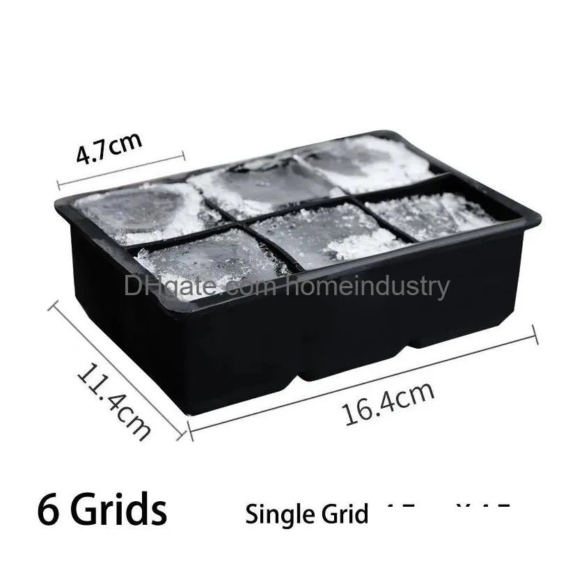 Baking Moulds Baking Mods 4/6/8/15 Grid Big Ice Tray Mold Box Large Food Grade Sile Cube Square Diy Bar Pub Wine Blocks Drop Delivery Dhvto