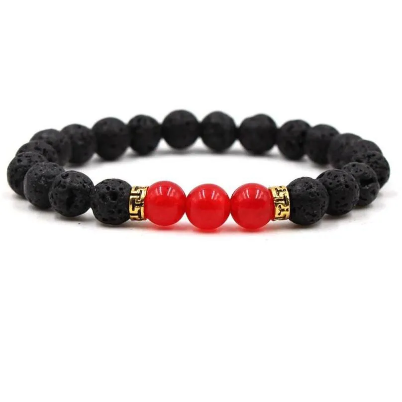Beaded Lava Rock Stone Bead Bracelet Chakra Charm Natural Essential Oil Diffuser Beads Chain For Women Men Fashion Crafts Jewelry Dro Dh4Sd