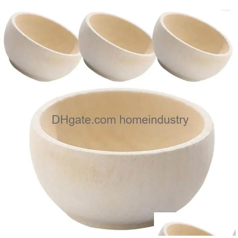 Dinnerware Sets 4Pcs Diy Wooden Playthings Bowl Toys Wood Bowls Microlandscape Drop Delivery Dhjny