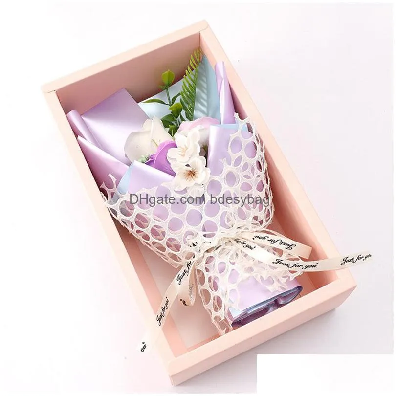 Decorative Flowers & Wreaths Soap Flower Gift Box Valentine Day Simation Mother Wedding Birthday Boxes Present Drop Delivery Home Gard Dhnv4