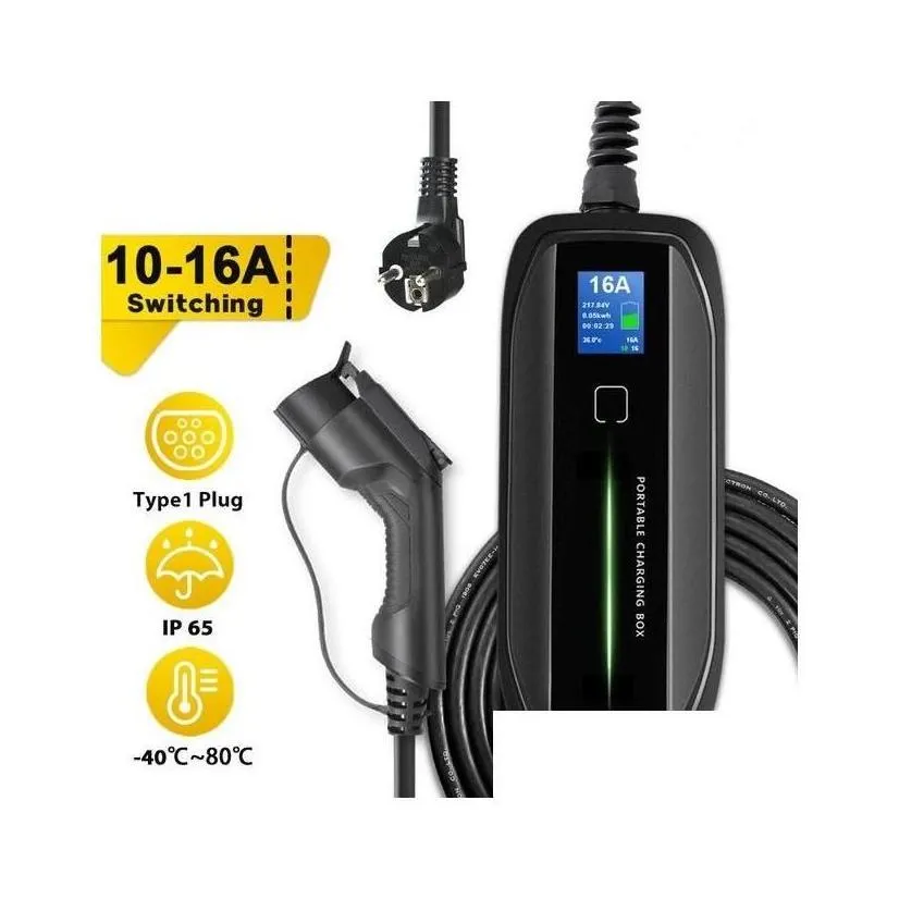 Electric Vehicle  & Equipment Electric Vehicle  Equipment Evse Car Type 2 Portable Ev Charging Box 3.6Kw Switchable 10/1 Dhkhb