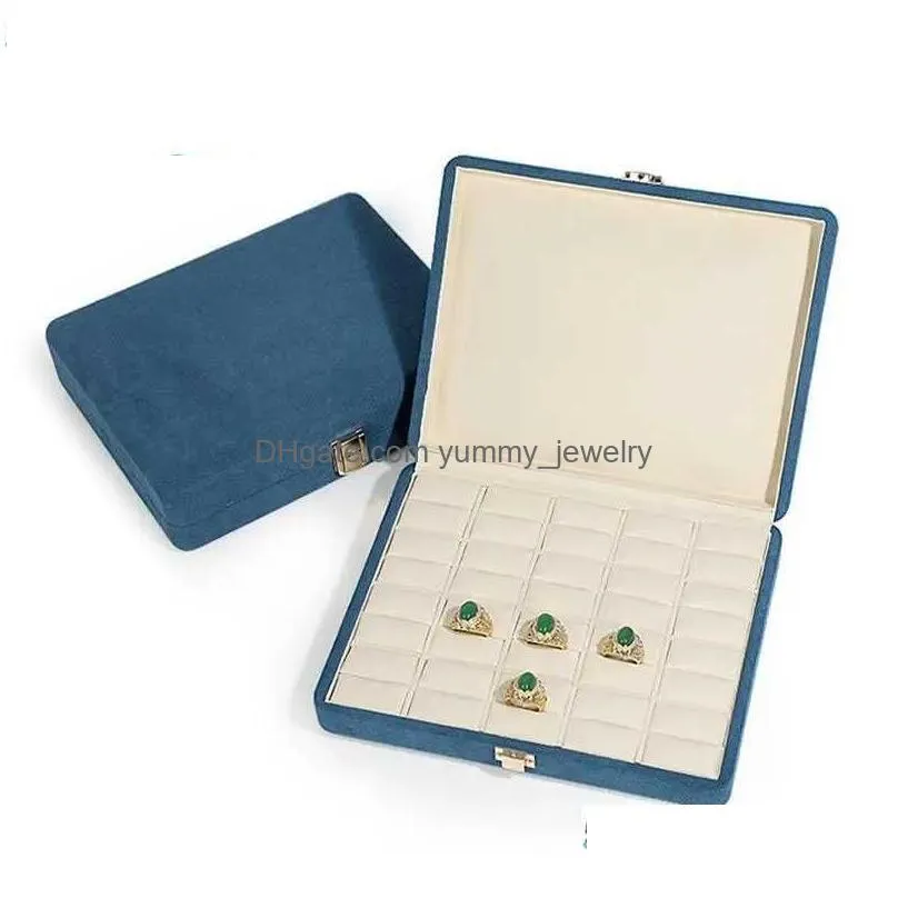 Jewelry Boxes Case Loose Diamond Box High-End Suede Chain Exhibition Gem Necklace Pendant Leather Storage Drop Delivery Dh7Tz