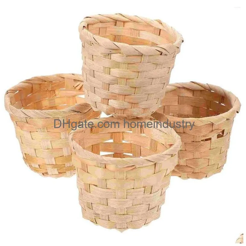 Dinnerware Sets Rural Woven Baskets Fruit Arrangement Portable Storage Bamboo Mini Desktop Basket Drop Delivery Dh8He