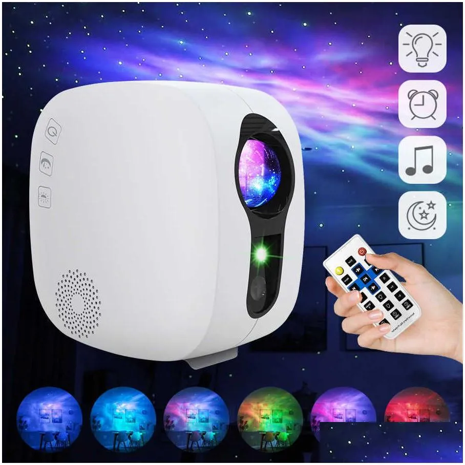 Other Home Decor Laser Galaxy Starry Sky Projector Rotating Water Waving Night Light Led Colorf Neba Cloud Lamp Atmospher Bedroom Besi Dhetq