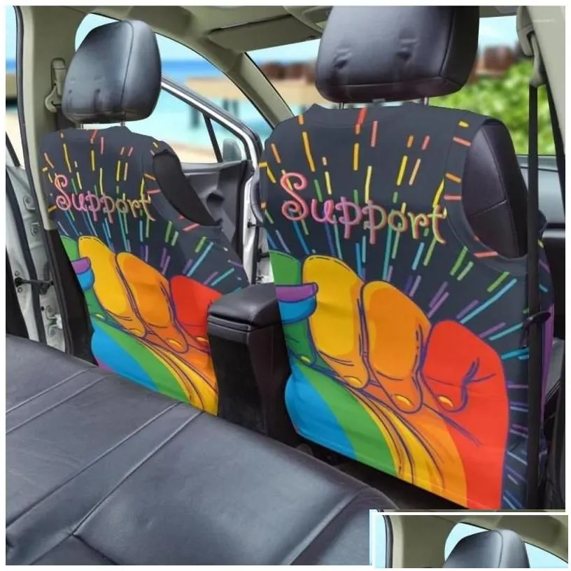 Car Seat Covers Car Seat Ers Ers Lgbt Pride 3D Pattern Vest Set Simple Style Vehicles Front Protect For Truck Comfort Cushion Drop Del Dh3Ih