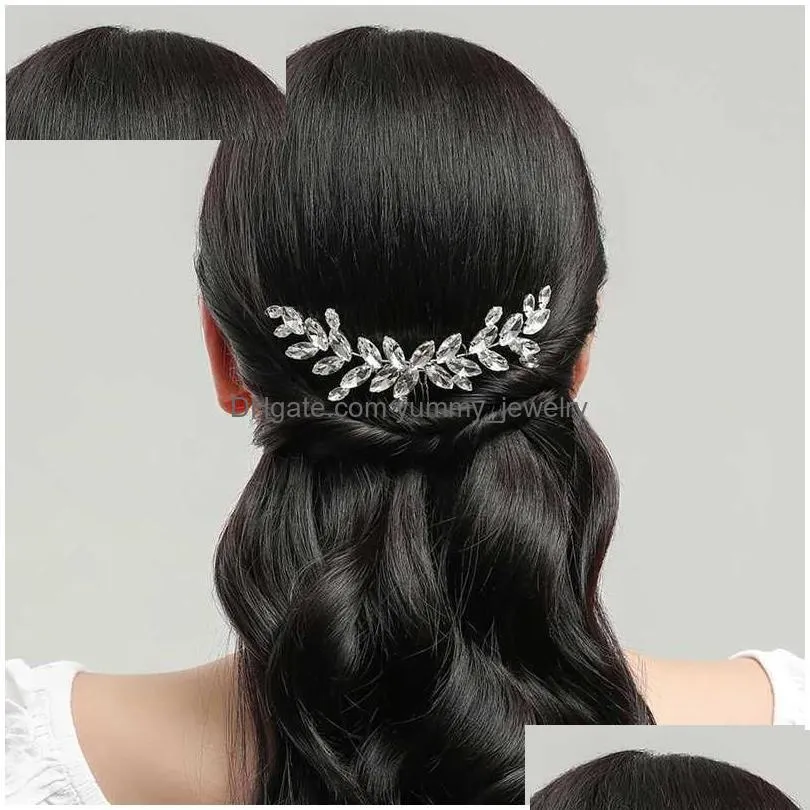 Headwear & Hair Accessories Headwear Hair Accessories Wedding Comb Head Jewelry Bride Clips Headpiece Crystal Women Tiaras Bridal Orna Dh07W