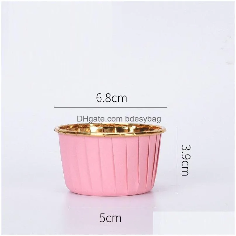 Cupcake Aluminum Foil Baking Cups 50Pcs Crim Muffin Cupcake Wrappers Heat Resistant Toasting Mold Cakes Supplies For Wedding Birthday Dhett