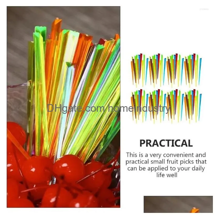 Dinnerware Sets 500Pcs Plastic Fruit Forks Mini Cake Tasting Appetizer Picks Small Dessert Drop Delivery Dhvwq