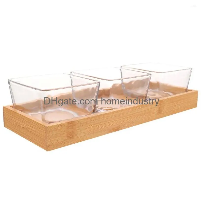 Dinnerware Sets Compartment Snack Plate Candy Dish With Tray Dried Fruit Bowl Bamboo Drop Delivery Dhqlm