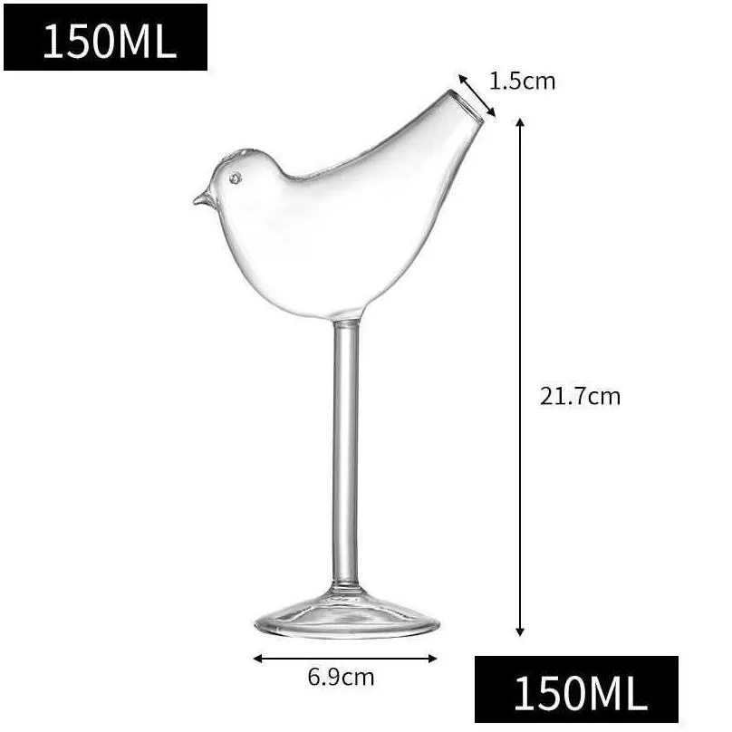 Wine Glasses Cocktail Glasses Creative Bird Shape Water Juice Wine Glass Bar Ktv Party Decorative Drop Delivery Home Garden Kitchen, D Dhfls