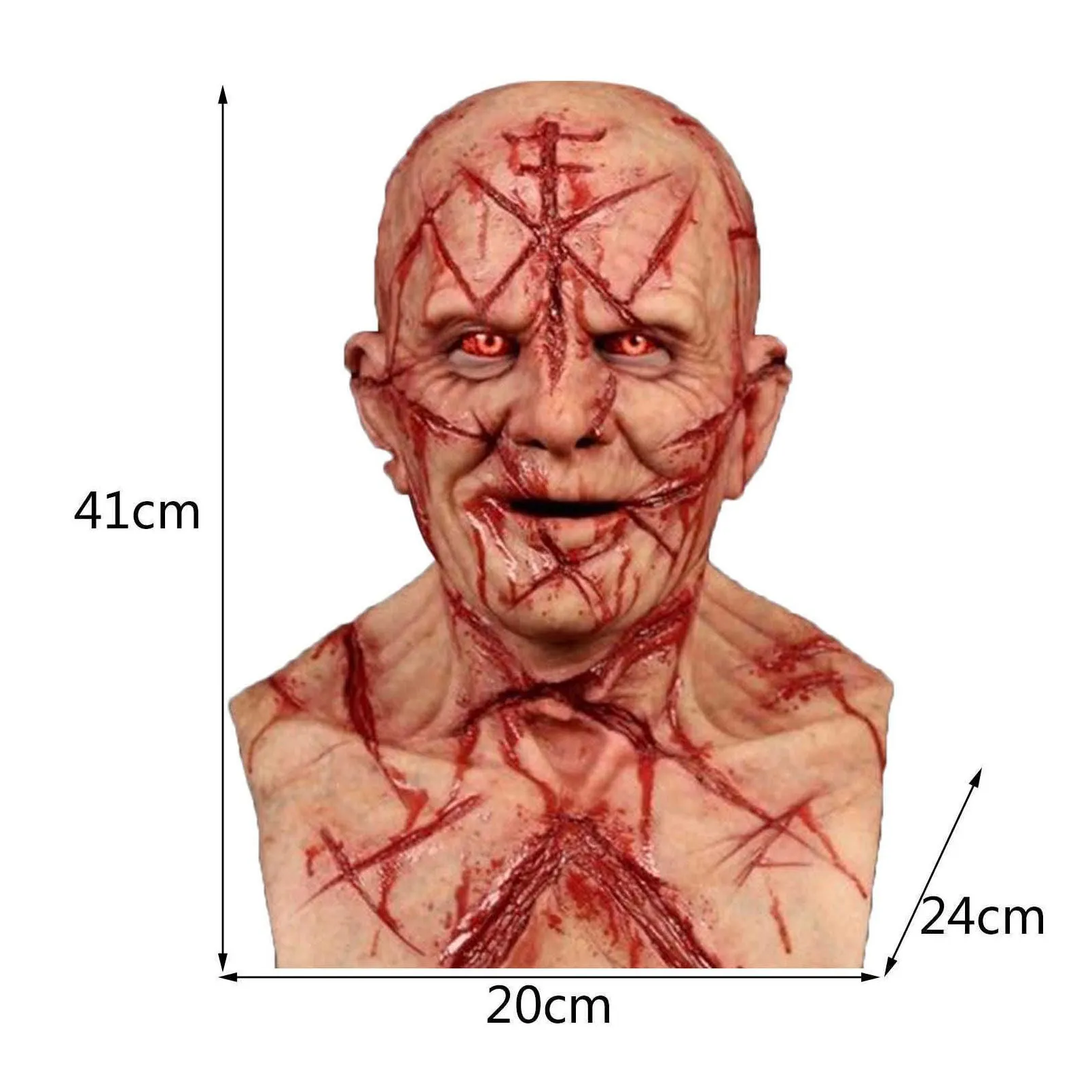 Party Decoration Scary Bald Blood Scar Mask Horror Bloody Headgear 3D Realistic Human Face Emsion Latex Adts Breathable Masque Drop De Dhvz1