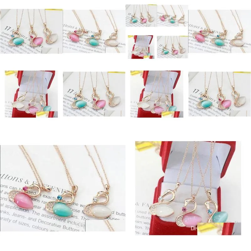Pendant Necklaces Necklaces Fashion Women Opal Pendants Necklace Sweater Chain Jewelry Xmas Gift Elegant Bird Drop Delivery Jewelry Ne Dhous