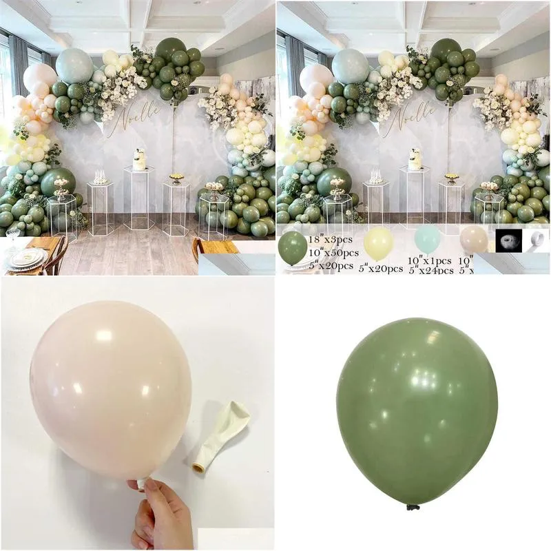 Party Decoration 146Pcs Avocado Green Balloon Garland Arch Kit Double Skin Set Wedding Birthday Party Decorations Baby Shower Helium D Dhn1A