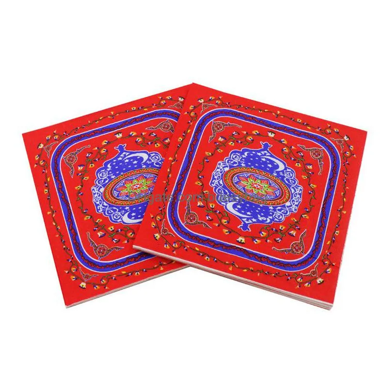 Other Festive & Party Supplies Ramadan Party Disposable Tissue Square 20Pcs/Lot Muslim Islamic Celebration Event Colorf Paper Napkin E Dhcbn