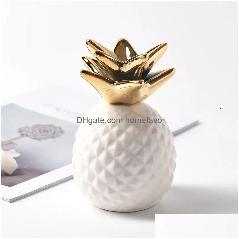 nordic small pineapple money boxes ceramic golden piggy bank saving box home desktop decoration 231225