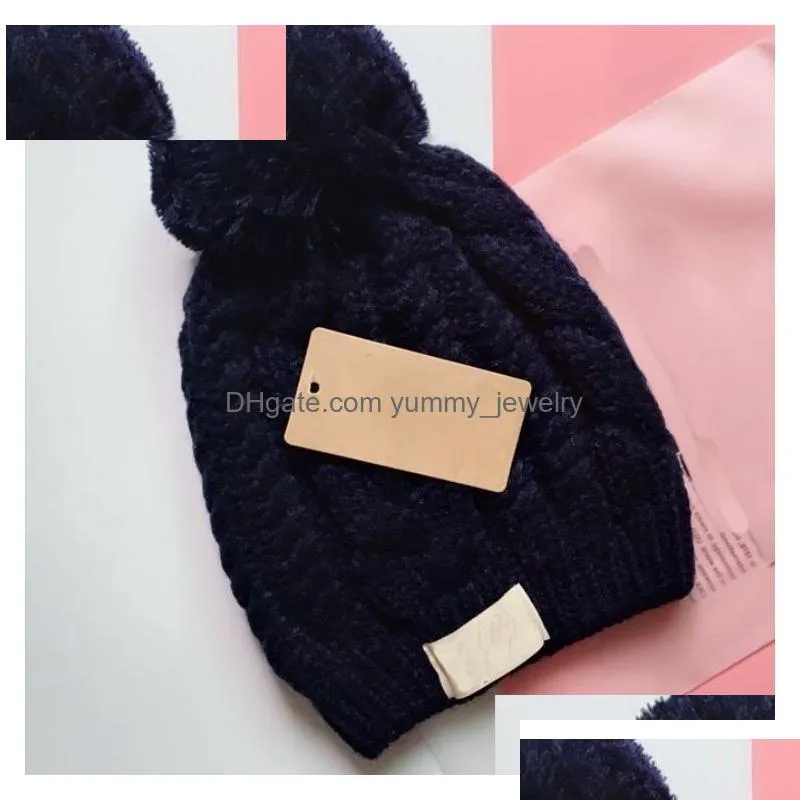 Beanie/Skull Caps 8 Colors Fashion Knitted Beanie Uni Design With Ball Rhombus Cloghet Brand Warm Women Skl Caps Wholesale Drop Delive Dhhms