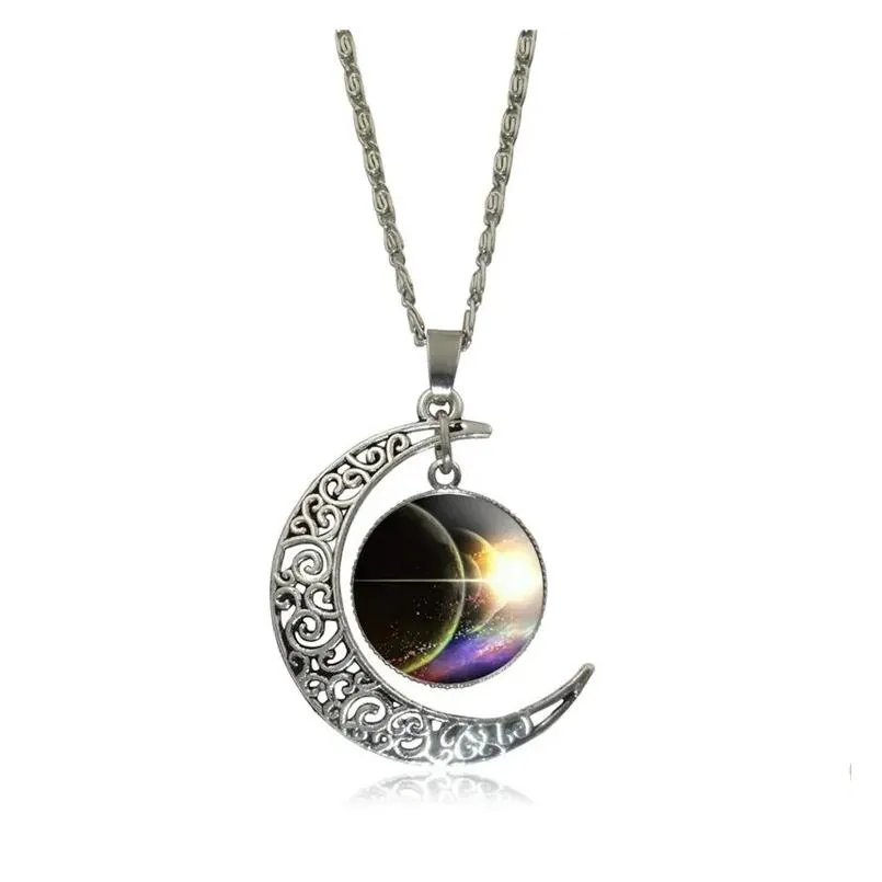 Pendant Necklaces Charms Necklaces For Women Brand Necklace Glass Galaxy Collares Pendants Maxi Moon Drop Delivery Jewelry Necklaces P Dht75