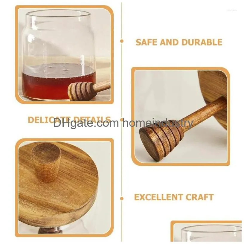 Dinnerware Sets Honey Pot Glass Jar Dispenser Container Holder For Home Party Ered Drop Delivery Dhqha