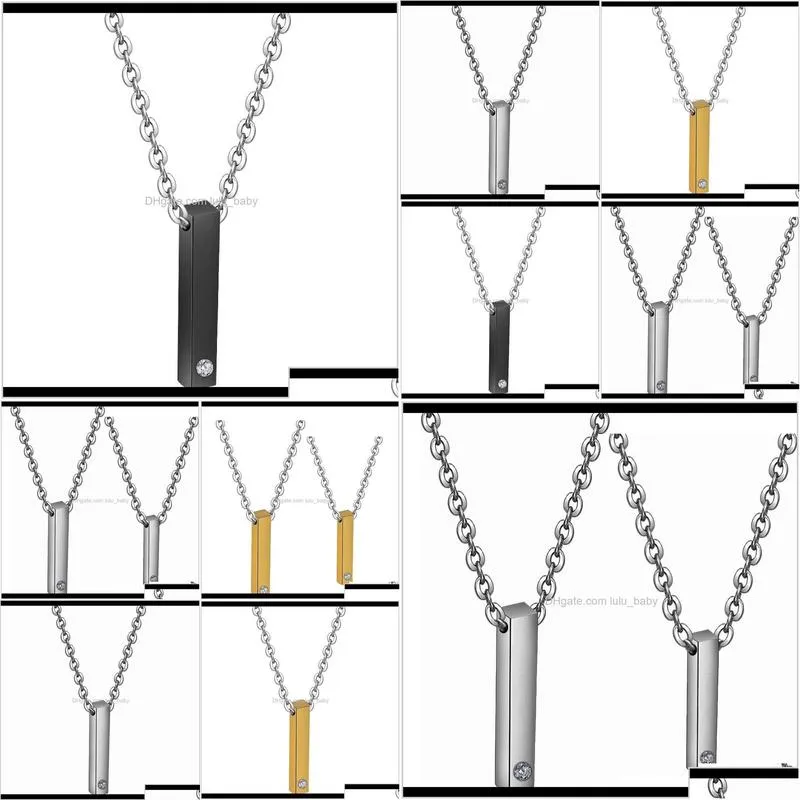 Necklaces Pendants Jewelry Drop Delivery 2021 Customer Laser Logo Simple Stick Stainless Steel Pendant Crystal Men And Women Lover Couple