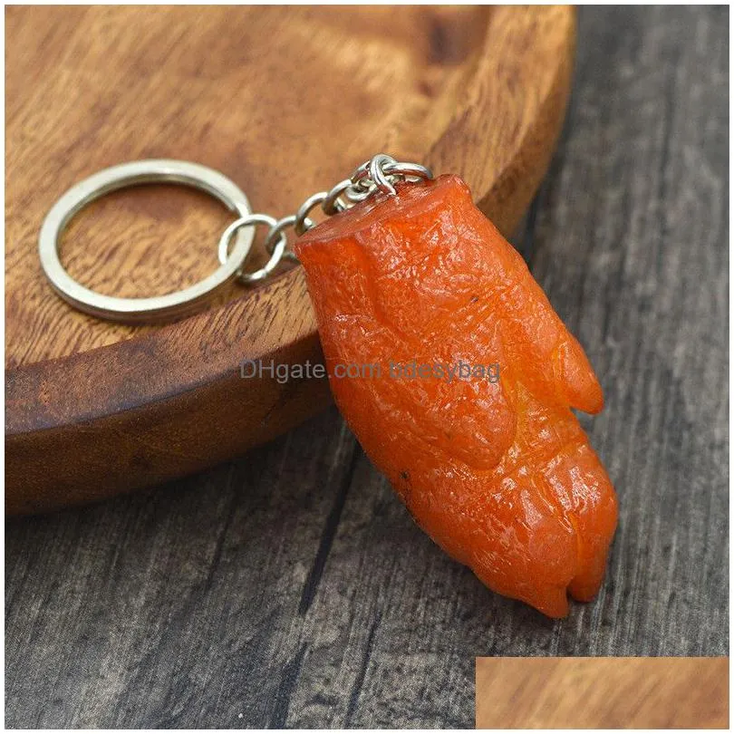 Novelty Items Braised Pork Key Chains Pvc Simation Food Keychain Pigs Trotters Chicken Wings Soy-Braised Artificial Keys Drop Delivery Dhmcy