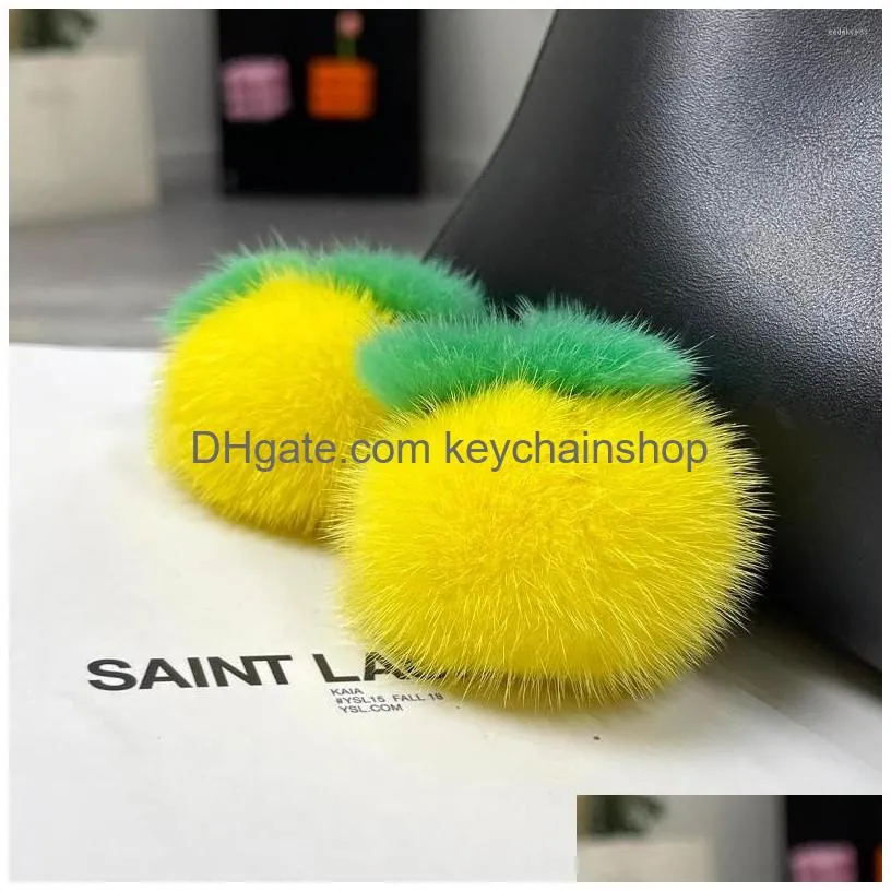 Keychains & Lanyards Keychains Lanyards Mini Real Persimmon Pendant Keychain Women Cute Toy Handbag Car Key Ornaments Girl Trinket Gi Dhlh4