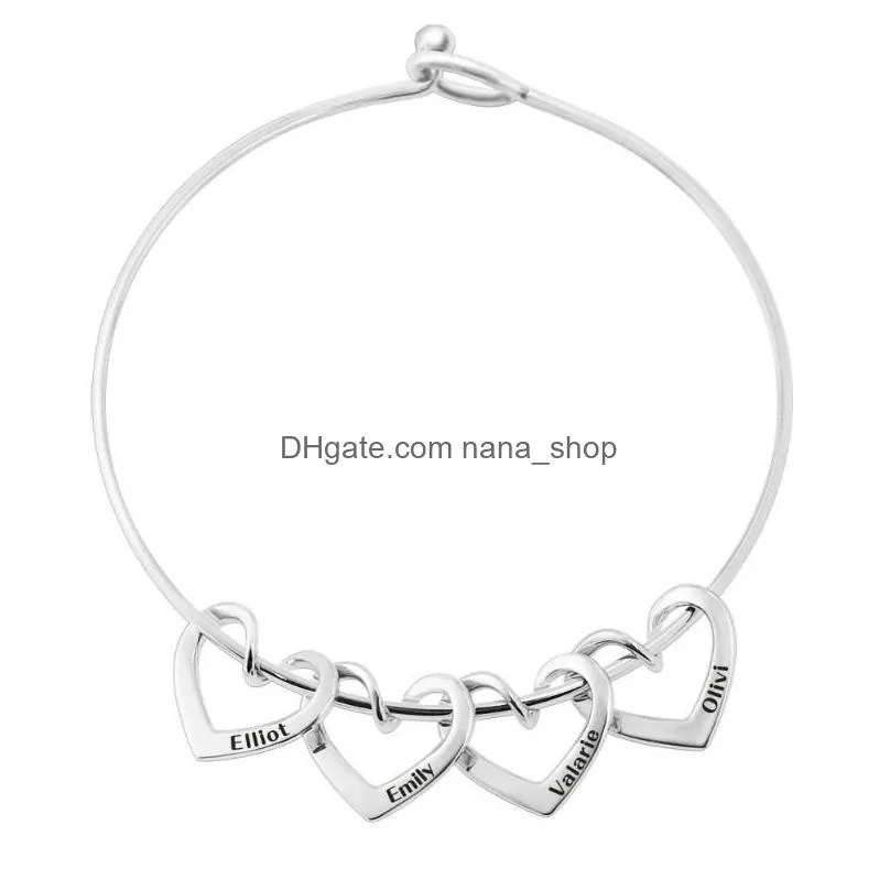 Bangle Diy Name High Quality Handmade Heart Charm Bracelet Bangles Jewelry Drop Yp8361 Drop Delivery Dhf1Y