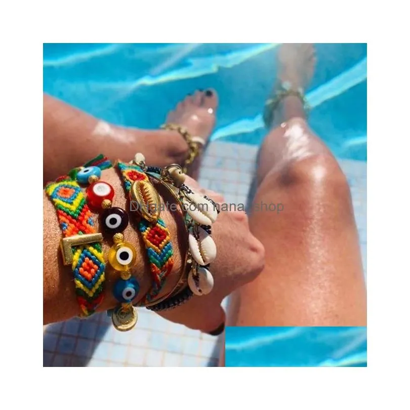 Bangle Acero Inoxidable Joyeria Mujer Bohemian Boho Shell Cowries Bracelet Bijoux Acier Inoxydable Femme Bangles For Women Bangle Dro Dhh3Z