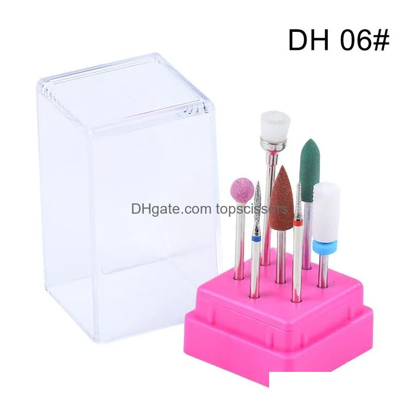 Nail Drill & Accessories 7Pcs Ceramic Tungsten Alloy Nail Drill Bits Electric Milling Cutter For Manicure Hine Accessories Drop Delive Dhcu3