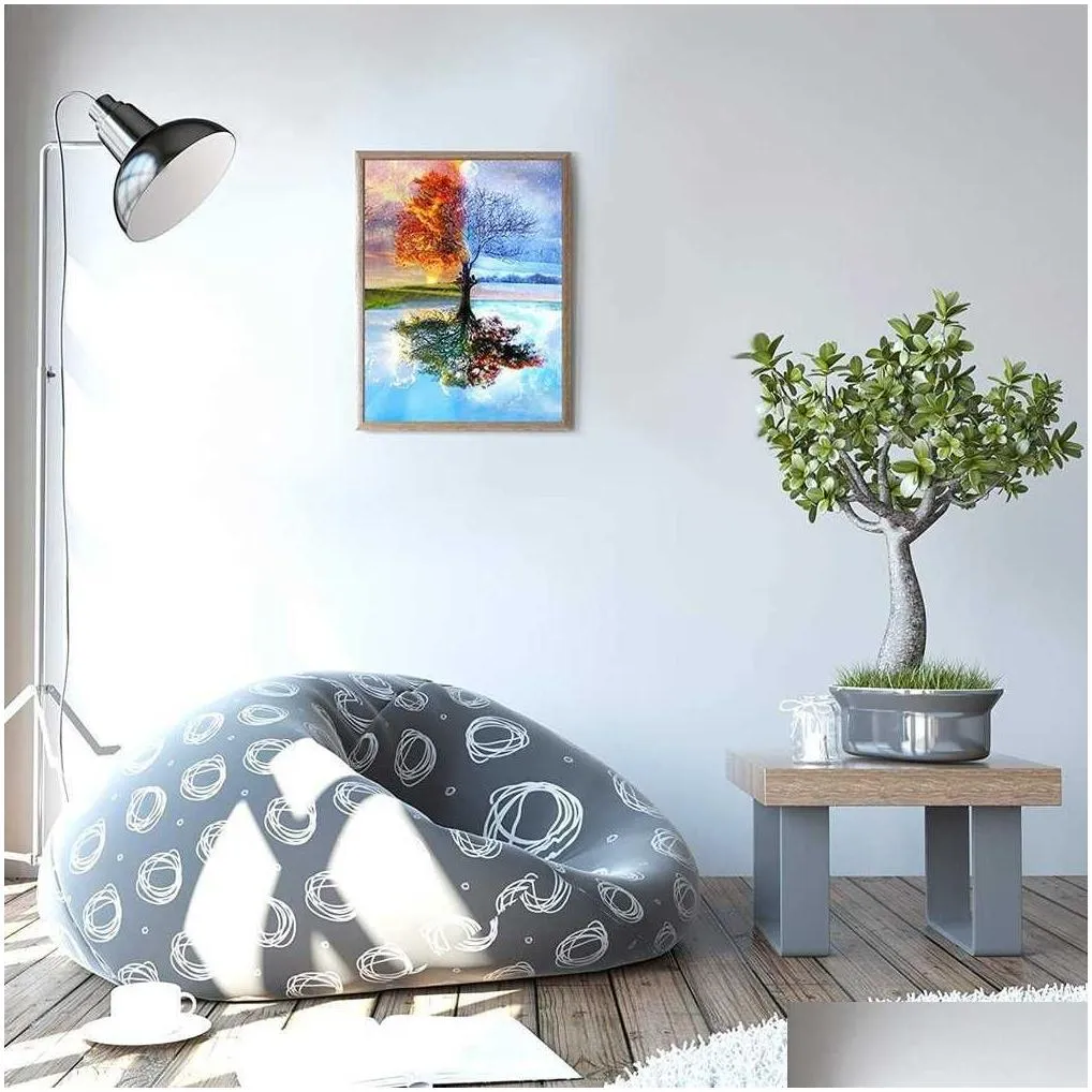 Diamond Painting 5D Diamond Painting Set Four Seasons Tree Kit Fl Pictures Art Craft For Home Wall Drop Delivery Home Garden Arts, Cra Dhj5R