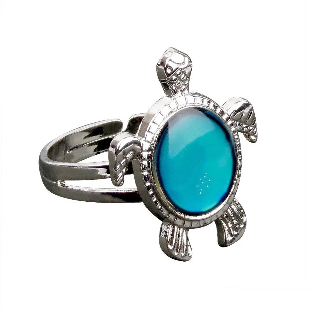 Band Rings Turtle Mood Ring Color Change Emotion Feeling Rings Temperature Control Drop Delivery Jewelry Ring Dhaic