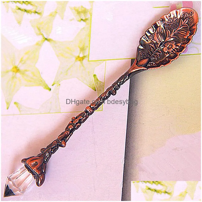 Coffee Scoops Vintage Royal Style Cake Spoons Coffee Teaspoon Carved Flower Ice-Cream Sugar Spoon Kitchen Accessory Drop Delivery Home Dhdij