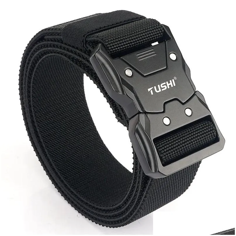 Belts Tactical Buckle Mens Elastic Belt Tooling Outdoor Training Wild Quick Release Drop Delivery Fashion Accessories Belts Accessorie Dhlyc