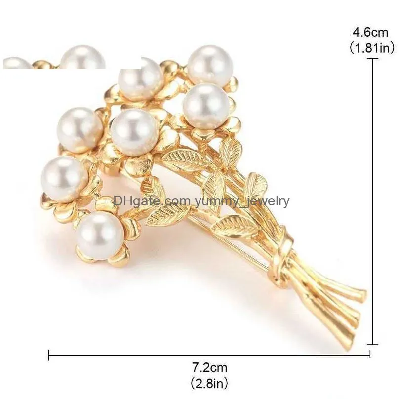 Pins, Brooches Pins Brooches Flower Pearl Pin Berserk Copper Alloy Vintage Fashion Plant Women  Wholesale Q231107 Drop De Dhmjl