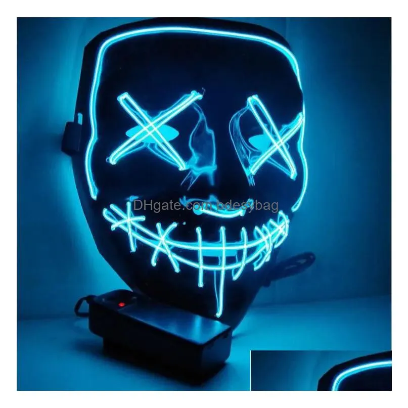 Party Masks Halloween Mask Led Light Up For Festival Cosplay Costume Masquerade Parties Carnival Drop Delivery Home Garden Festive Par Dhd9N