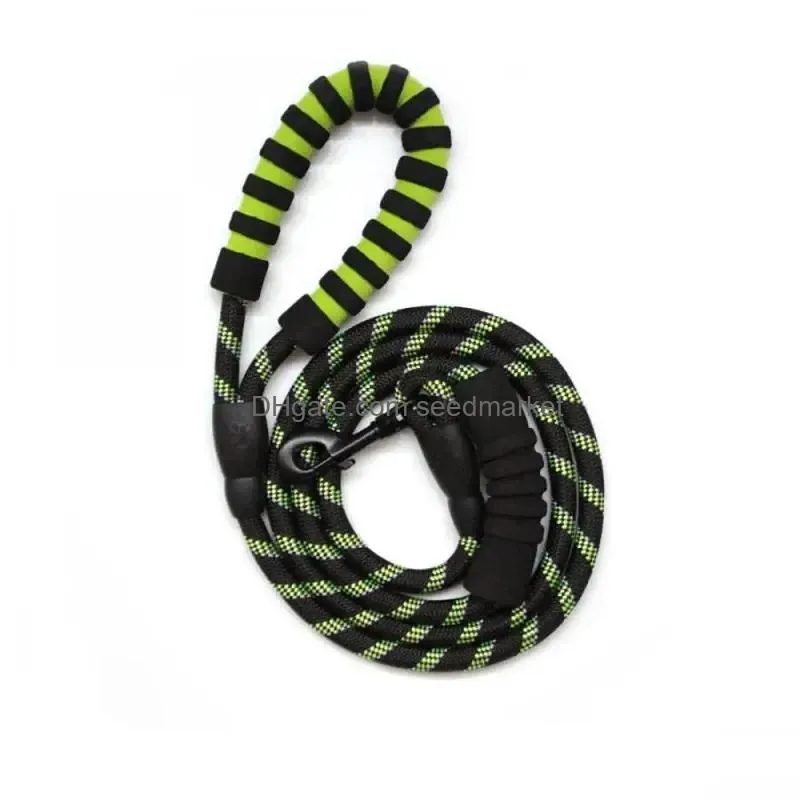 dog collars reflective harness leash set braided traction round rope large medium small chain night out luminous for dogs