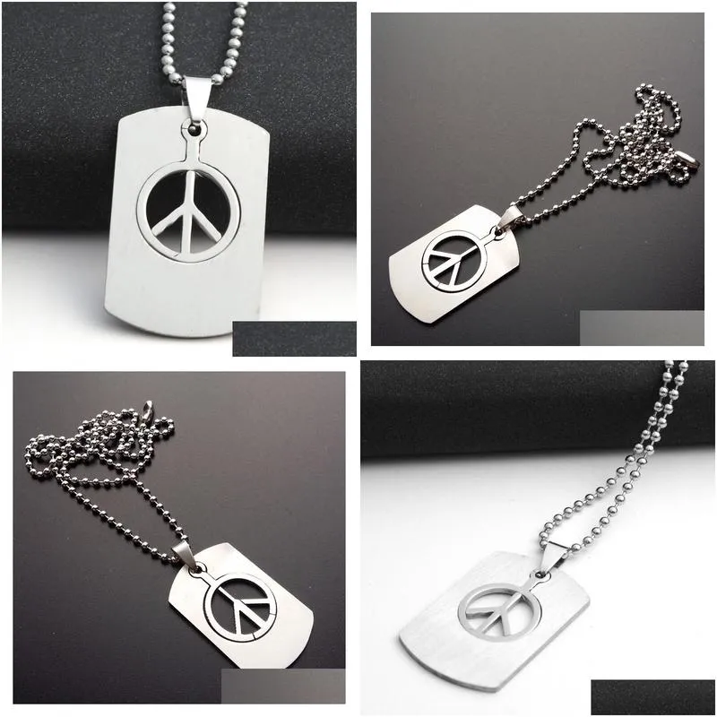 Pendant Necklaces Stainless Steel Necklace Fashion Boys Long Chain Anti-War Peace Sign Symbol Pendants Necklaces Drop Delivery Jewelry Dhrb5