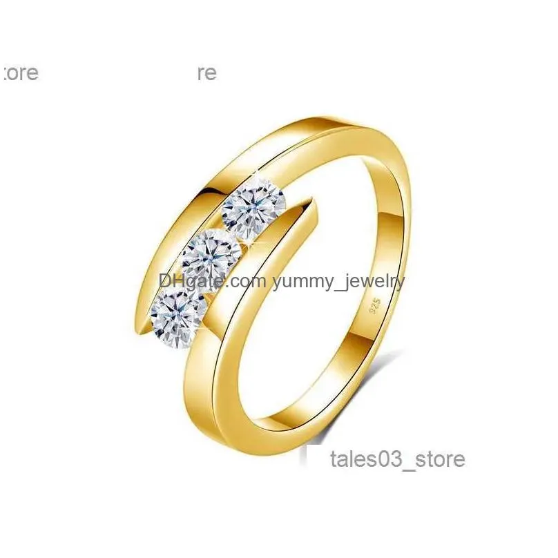 Wedding Rings Sterling Sier Moissanite 3 Stone Ring For Woman With Certificate Luxury Engagement Jewelry 2023 Trending Gift A Girl Sa Dhwlg