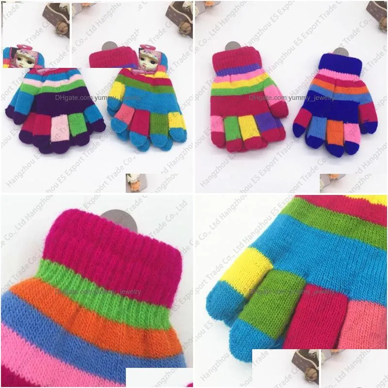 Five Fingers Gloves Winter Children Six Colors Double Thickening Gloves Students Baby Warm Cycling Mittens Five Fingers S M L Sizes Fr Dh8Vs