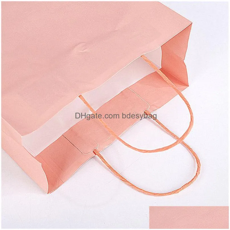 Gift Wrap Candy Color Favors Bag With Hangdle S M L Shop Clothes Gift Wrap Birthday Festival Packaging Drop Delivery Home Garden Festi Dhtmt