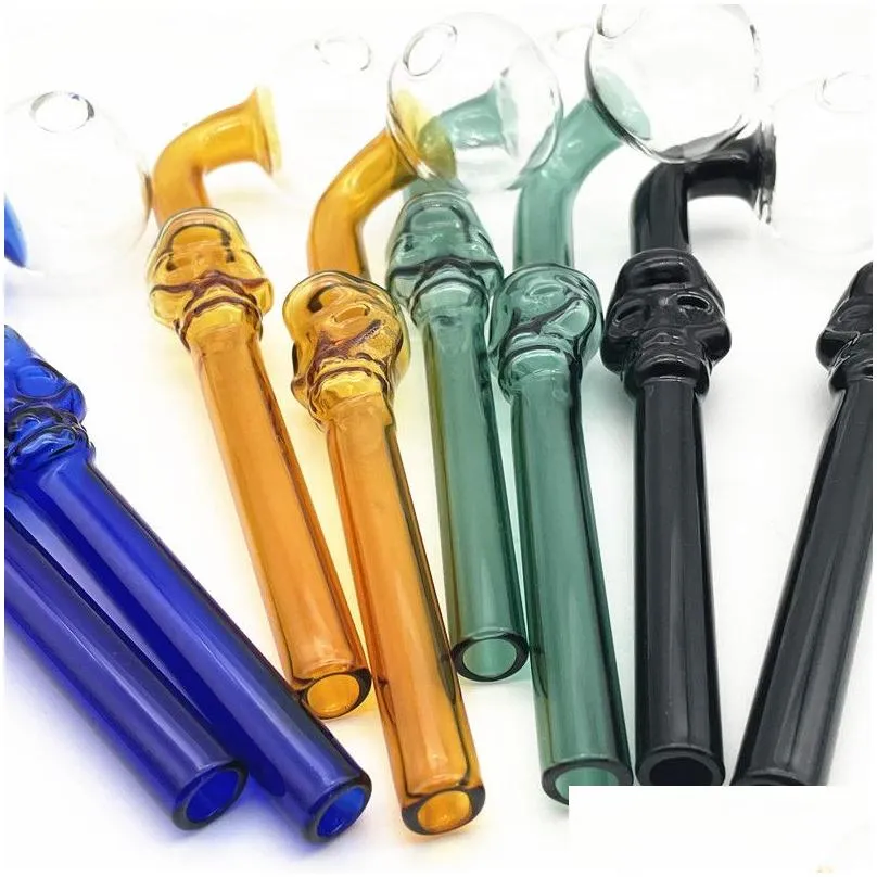 qbsomk new glass pipes skull oil burner glass pipe for smoking small curved oil smoking pipes mini hookah