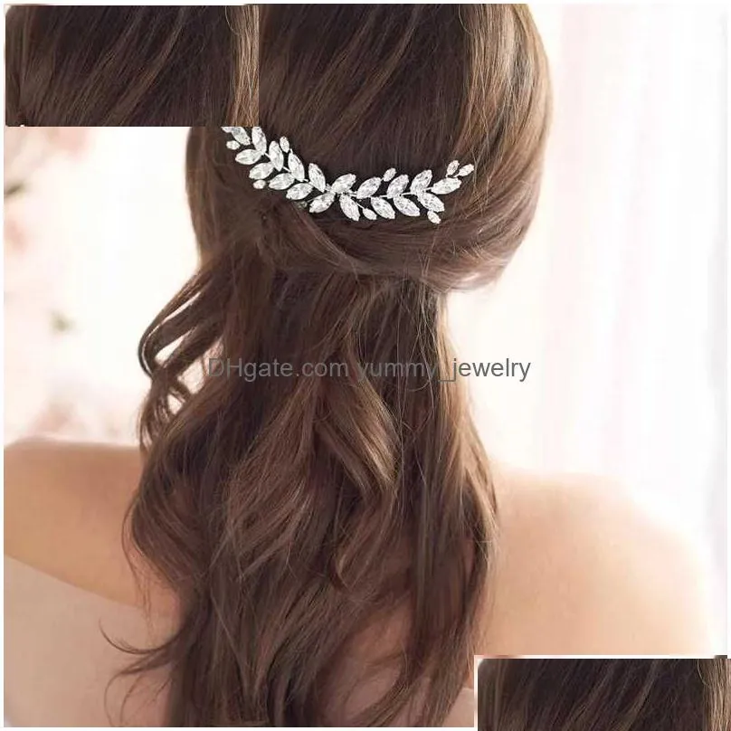 Headwear & Hair Accessories Headwear Hair Accessories Wedding Comb Head Jewelry Bride Clips Headpiece Crystal Women Tiaras Bridal Orna Dh07W