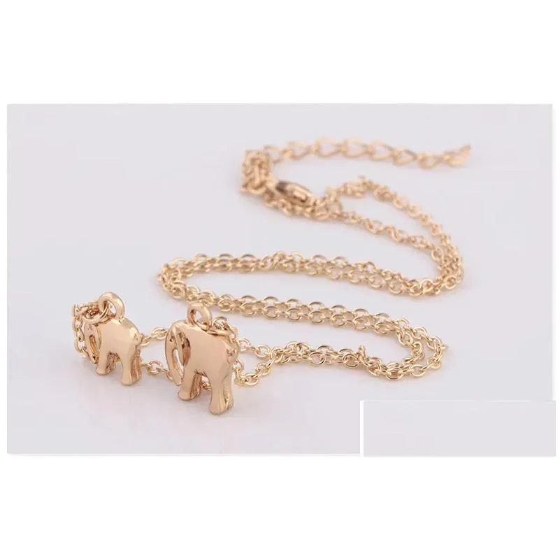 Pendant Necklaces Charm Pendant Necklaces  Sier Fashion Collares Chocker Necklace Family Jewelry Two Elephant Drop Delivery J Dh1Bz